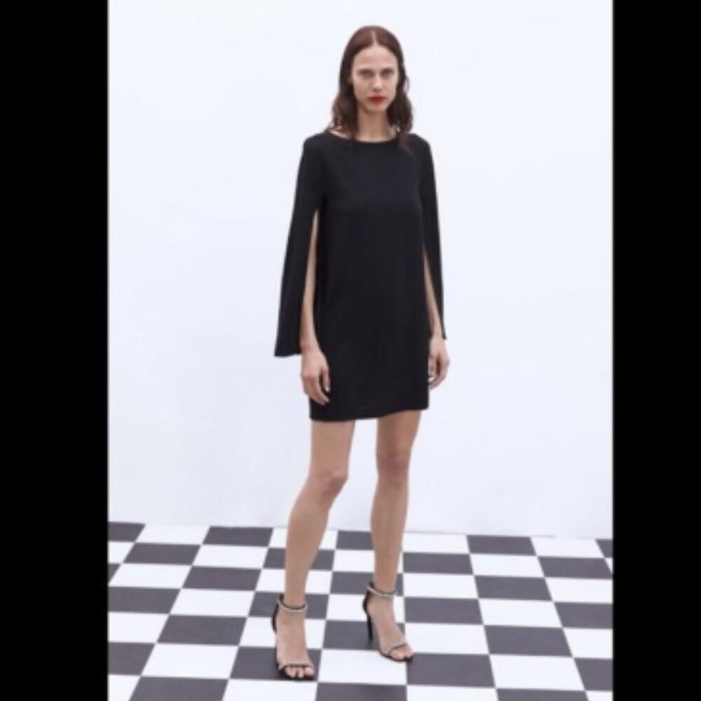 ZARA Black Split Sleeve Mini Dress